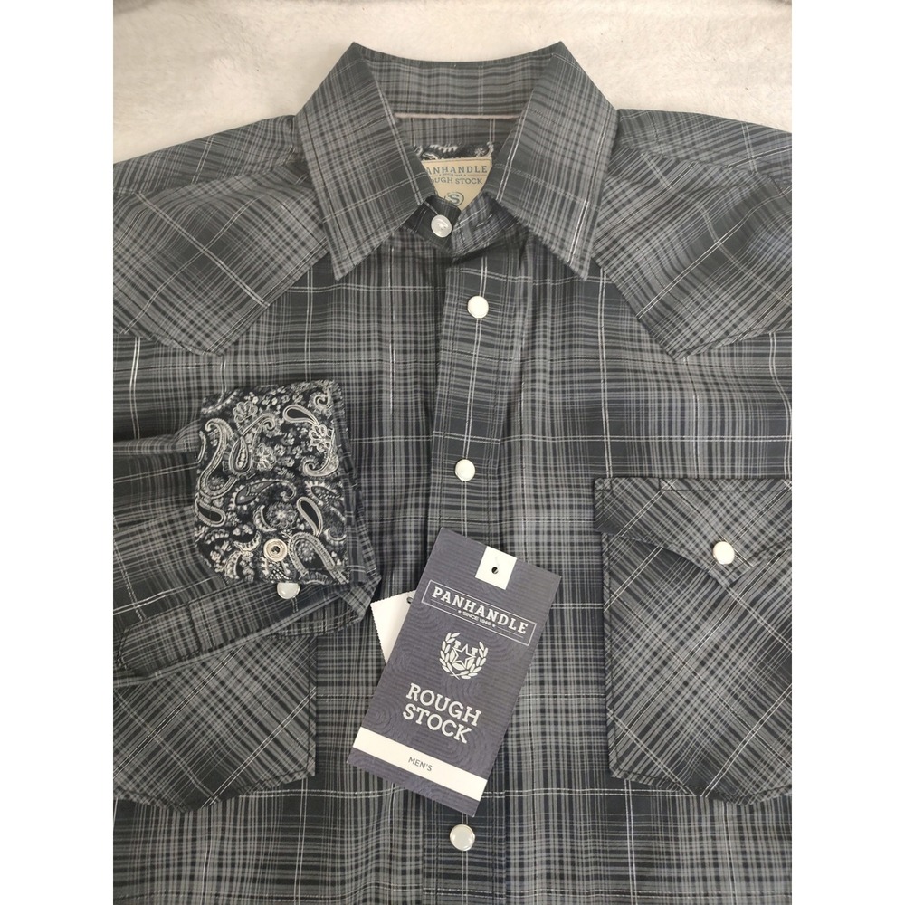 Panhandle Rough Stock Mens Plaid Western Shirt Long Sleeve Snap Front Small